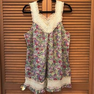 Passport plus size floral BoHo tank top 2X